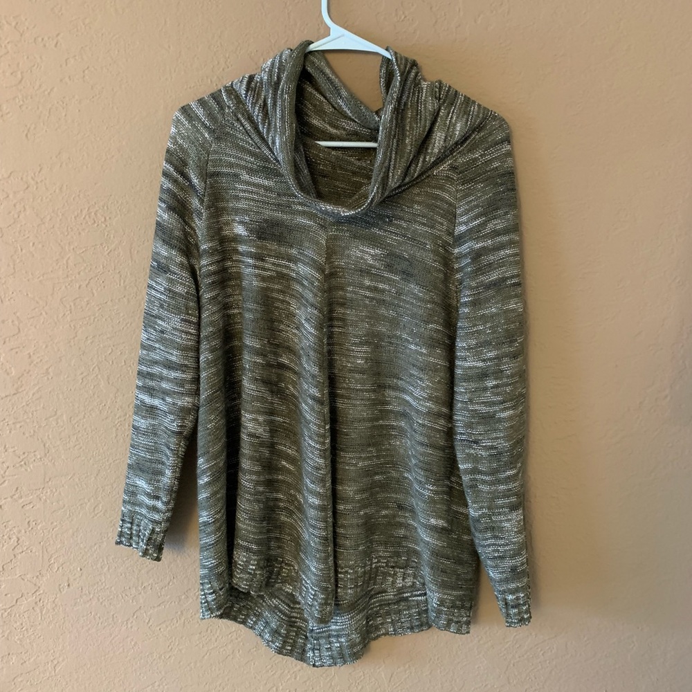 Cowl neck green sweater